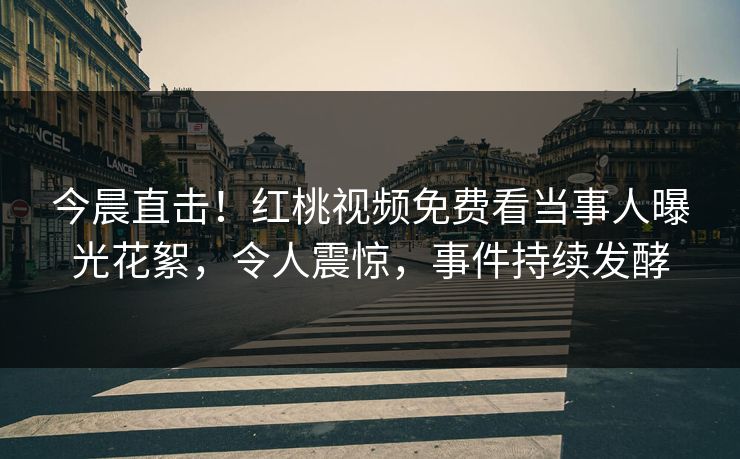 今晨直击！红桃视频免费看当事人曝光花絮，令人震惊，事件持续发酵