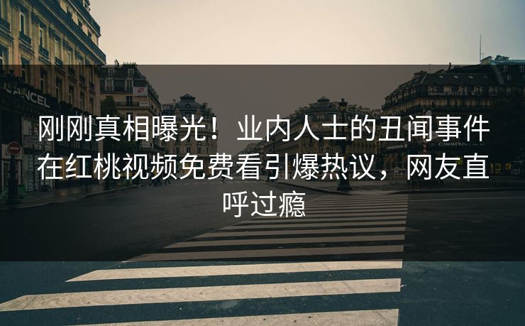 刚刚真相曝光！业内人士的丑闻事件在红桃视频免费看引爆热议，网友直呼过瘾