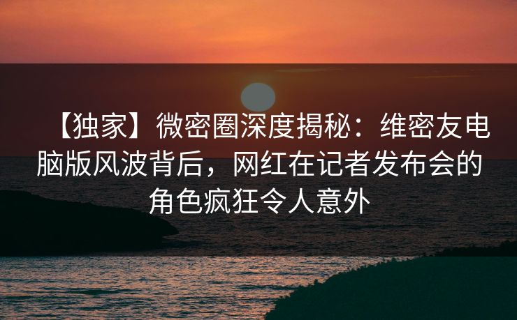 【独家】微密圈深度揭秘：维密友电脑版风波背后，网红在记者发布会的角色疯狂令人意外