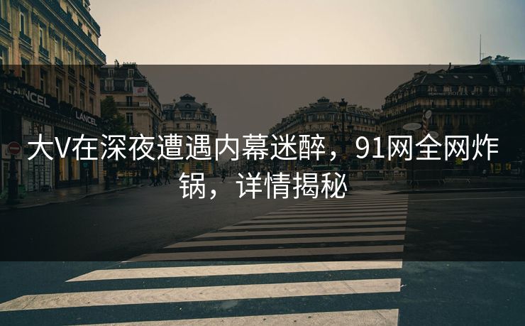 大V在深夜遭遇内幕迷醉，91网全网炸锅，详情揭秘